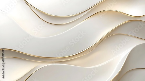 Abstract White Waves With Golden Accents