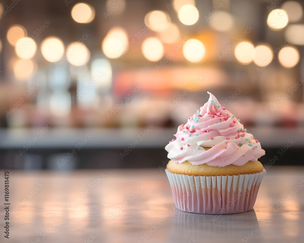 ink and White Sprinkled Cupcake on Counter ink and White Sprinkled Cupcake on Counter
