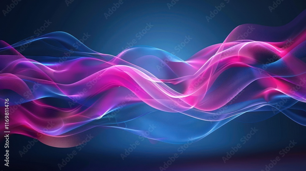 Abstract shiny pink blue purple wave design element, AI generated image Abstract shiny pink blue purple wave design element, AI generated image