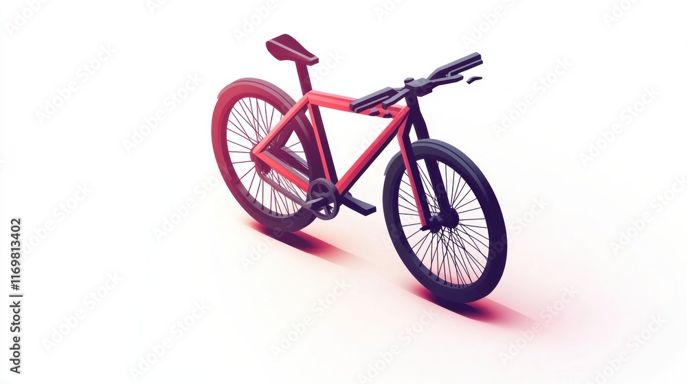 Obraz premium Isometric illustration of a red and black bicycle.