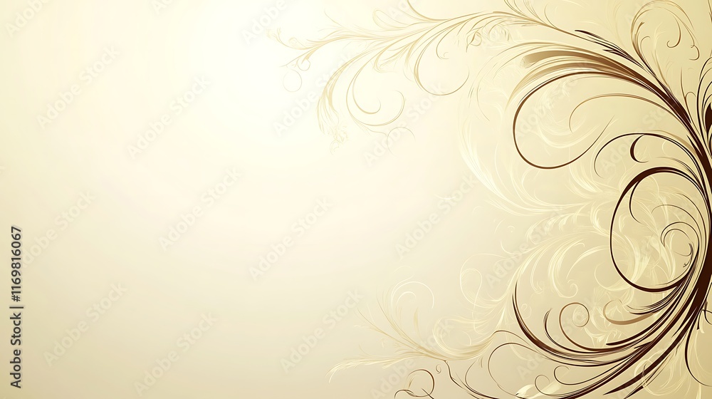 Elegant Beige Background With Brown Floral Design Elegant Beige Background With Brown Floral Design