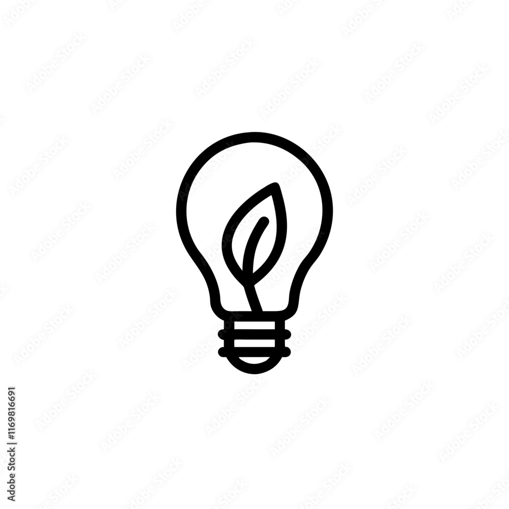 Electric Light Bulb with a leaf Icon, symbolizing energy-efficient lighting and sustainability. Electric Light Bulb with a leaf Icon, symbolizing energy-efficient lighting and sustainability.