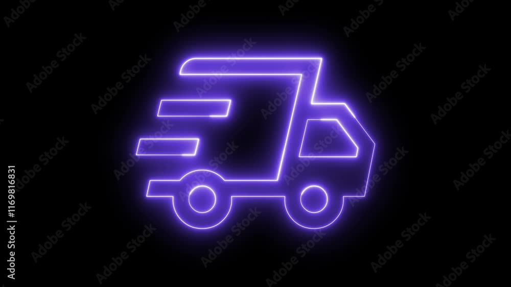 Neon light animation of fast delivery icon Neon light animation of fast delivery icon