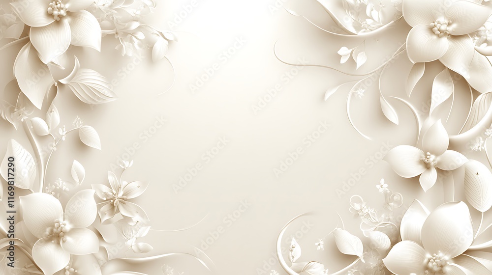 Elegant Cream Floral Design Background Image Elegant Cream Floral Design Background Image