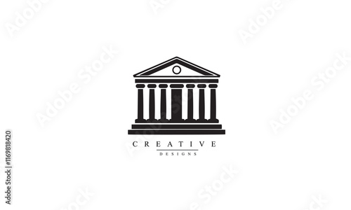Courthouse icon vector, filled flat sign black logo white background