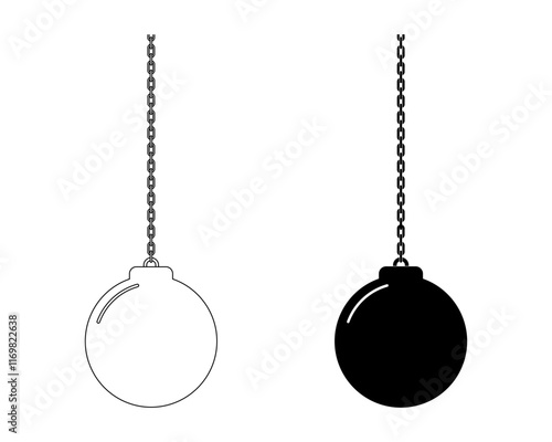 Wrecking ball chain icon set