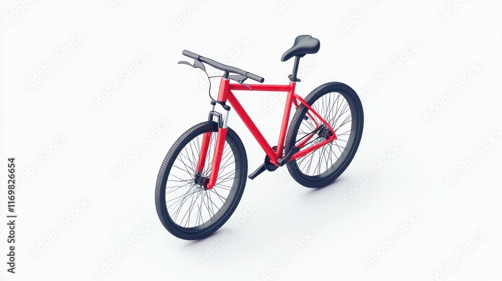 Fototapeta premium Red mountain bike isolated on white background.