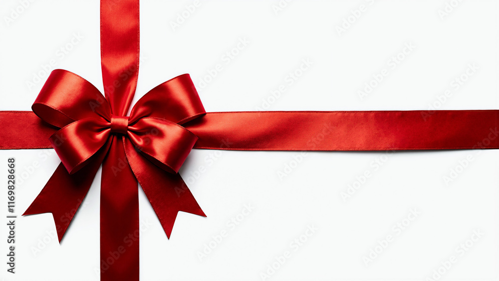 Elegant Red Ribbon Bow on White Background: Perfect for Festive Designs, Gift Wrapping, and Holiday Promotions Elegant Red Ribbon Bow on White Background: Perfect for Festive Designs, Gift Wrapping, and Holiday Promotions