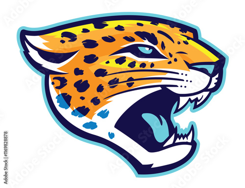 Logo-style image of a jaguar or leopard mascot head