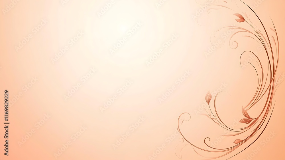 Peach Background With Delicate Floral Design Peach Background With Delicate Floral Design