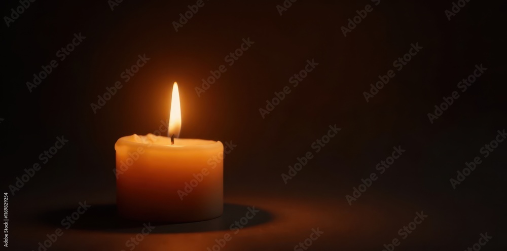 Soft golden light of candle flame isolated on dark background, flame, texture, shadow Soft golden light of candle flame isolated on dark background, flame, texture, shadow