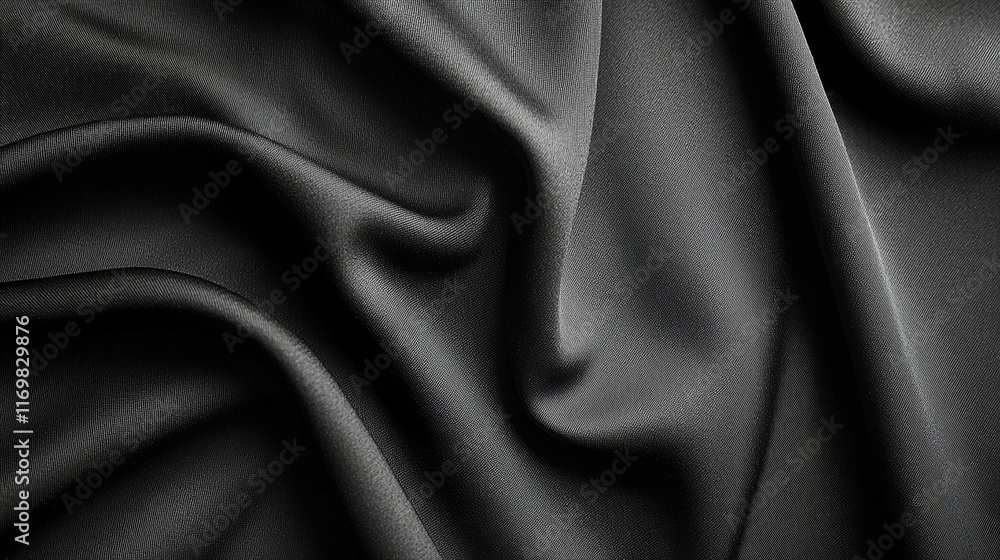 Obraz premium Minimalist black and white t-shirt mockup on clean white background, photorealistic fabric texture and folds, showcasing front view design, perfect for branding