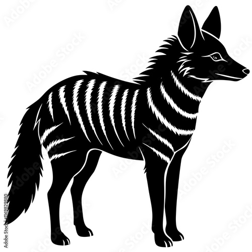 Minimal Aardwolf Silhouette on White photo