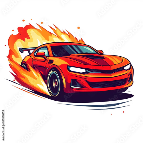vector cartoon style logo of a sport car nitro on a white background
