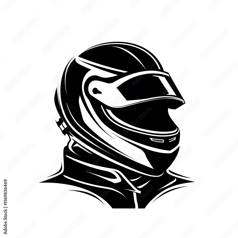 Stylized Black And White Motorcycle Helmet Design Stylized Black And White Motorcycle Helmet Design