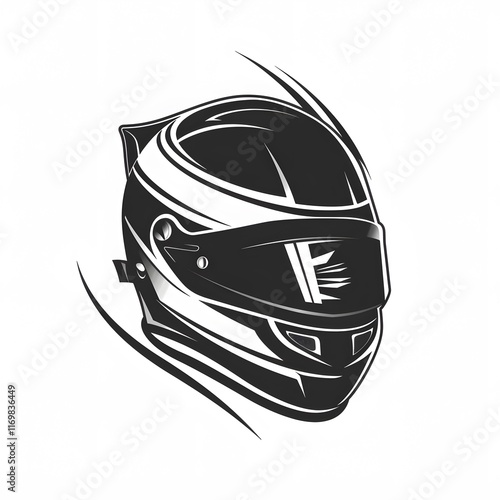 Stylish Black And White Racing Helmet Design