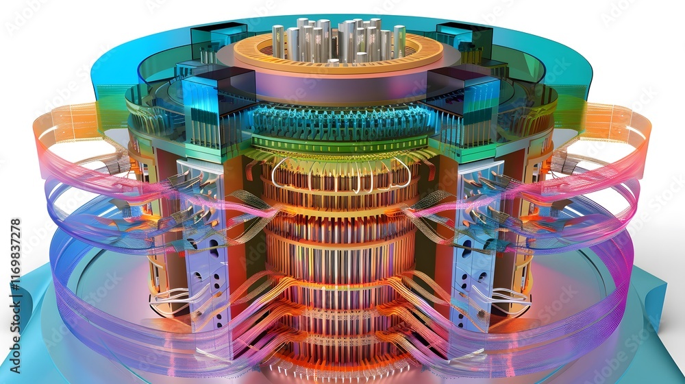 Fototapeta premium This futuristic quantum computing circuit is visually represented, showcasing modern technology created through advanced generative techniques
