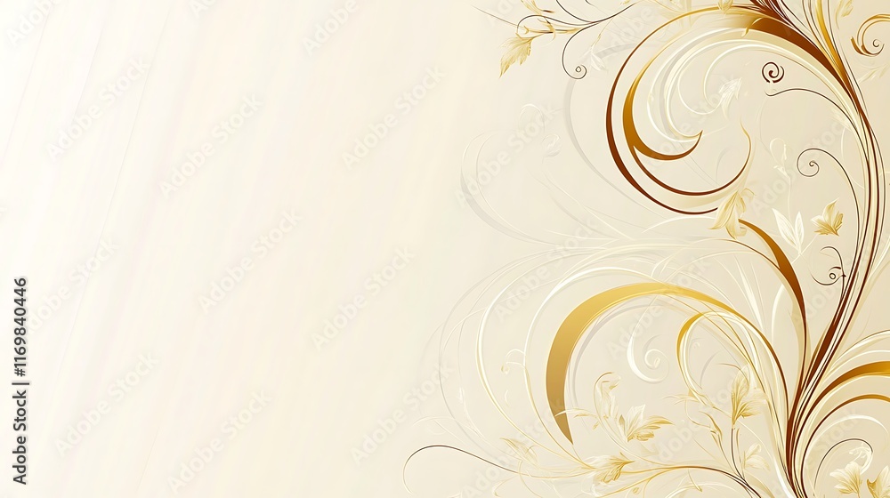 Elegant Golden Floral Design on Cream Background Elegant Golden Floral Design on Cream Background