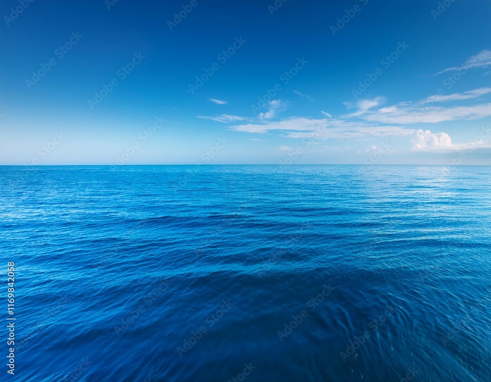 Obraz premium beautiful blue ocean with a calm and peaceful mood the water is still and the waves are gentle creating a serene atmosphere the blue color of the water is calming and soothing