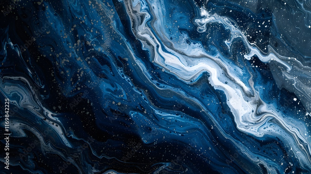 Fototapeta premium This web banner abstract design uses dark blue, black, and white color gradient backgrounds, grainy texture effects, and copy space