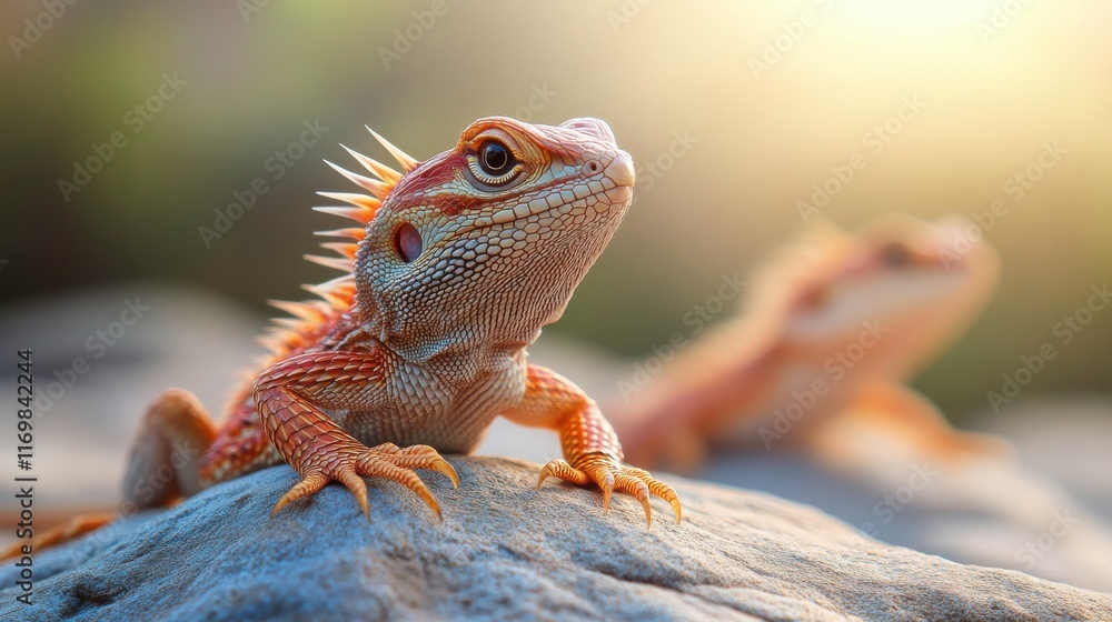 Obraz premium Reptiles Resting on Sun-Drenched Rocks in Jungle