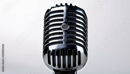 vintage black microphone on white background photo