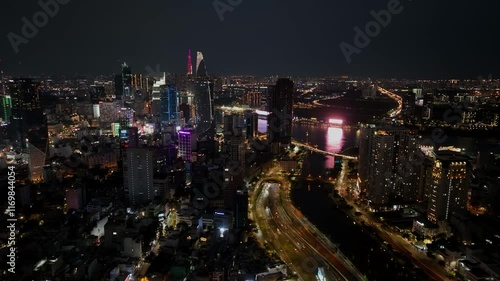 Wallpaper Mural Cinematic Night View of Ho Chi Minh City from Above, Vietnam Torontodigital.ca