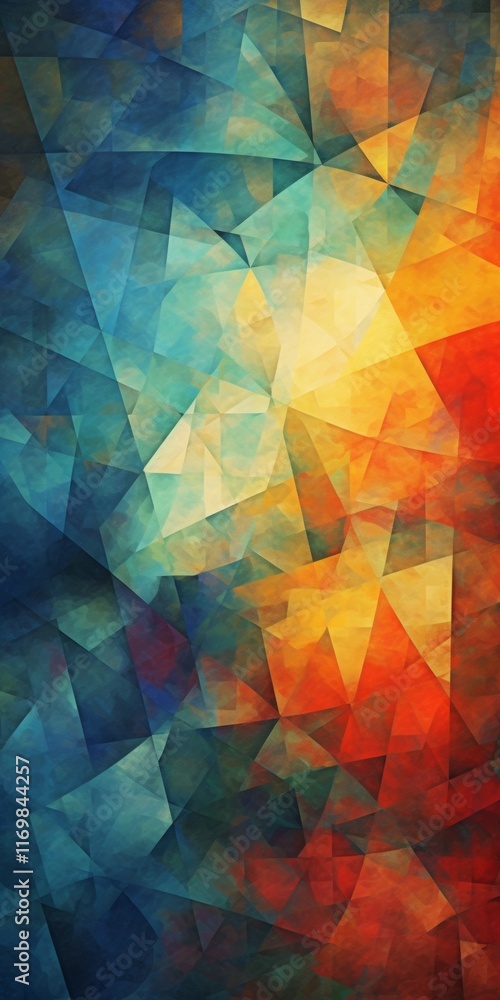 Abstract polygonal art with a blend of cool and warm tones. Perfect for modern design projects. Abstract polygonal art with a blend of cool and warm tones. Perfect for modern design projects.
