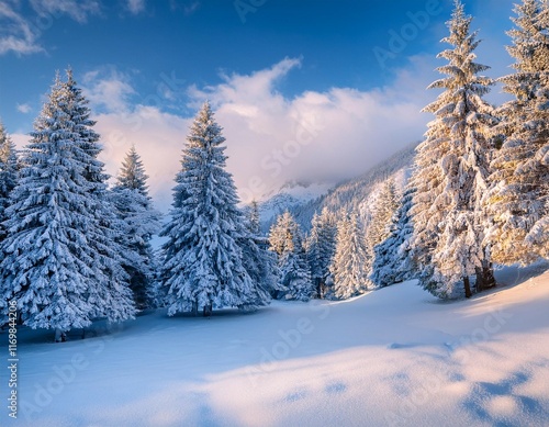 Wallpaper Mural winter landscape with charming snow covered trees Torontodigital.ca
