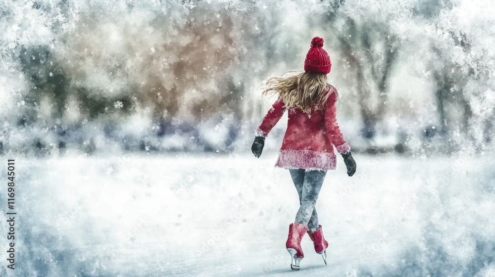 Beautiful female skating on ice surface. Beautiful female skating on ice surface.