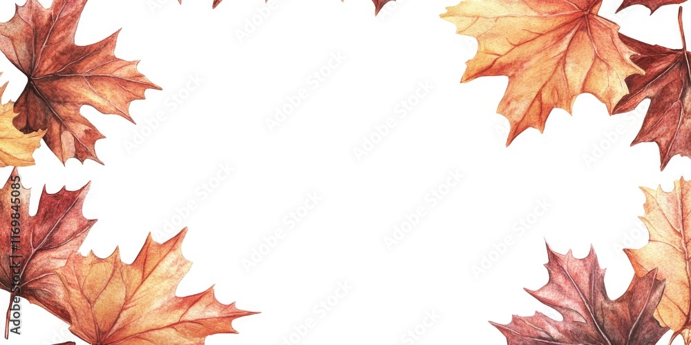 Fototapeta premium Autumn maple leaves on a white background.