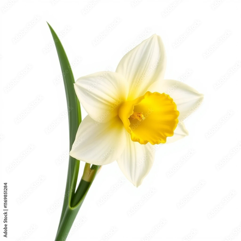 Fototapeta premium Beautiful daffodil flower clpart, with isolated on white background 