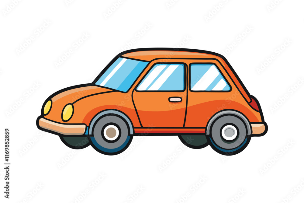 Cute red cartoon car vector illustration isolated on white background, suitable for animations, games, and childrens illustrations Cute red cartoon car vector illustration isolated on white background, suitable for animations, games, and childrens illustrations