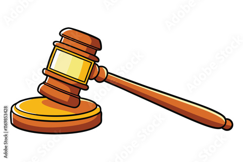 Vector graphic of a classic judge's gavel with polished wooden texture and vibrant design, perfect for legal or auction related themes