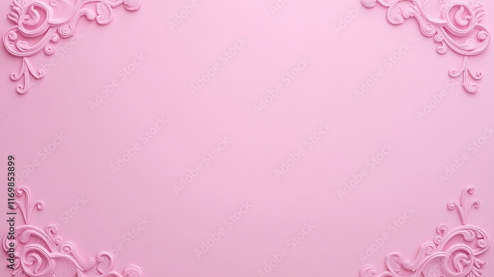 Pink Background With Ornate Decorative Corners Pink Background With Ornate Decorative Corners