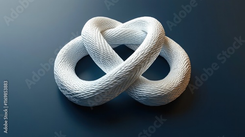 An abstract image featuring an intricately intertwined rope knot representing the concept of eternal connection interdependence and the cyclical nature of relationships and the human experience photo