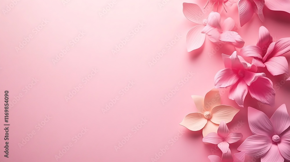 Delicate Pink Paper Flowers on a Soft Background Delicate Pink Paper Flowers on a Soft Background