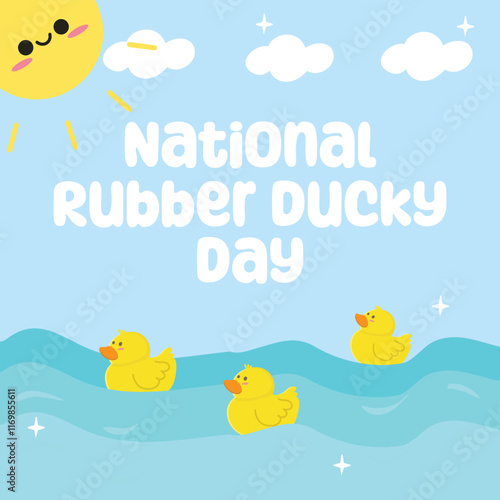 National rubber ducky day vector design for national rubber ducky day celebration. Suitable for flat design graphic illustration for social media ads, flyer design, flat illustration, banner, template