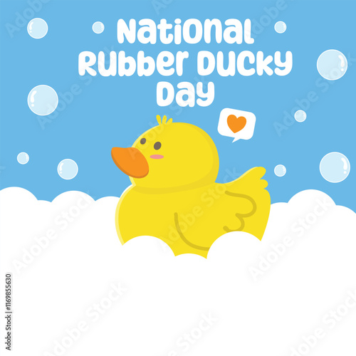 National rubber ducky day vector design for national rubber ducky day celebration. Suitable for flat design graphic illustration for social media ads, flyer design, flat illustration, banner, template