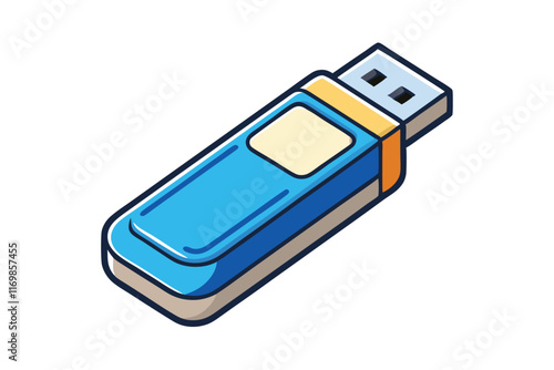 USB flash drive vector art featuring a clean, minimalistic style with blue casing, great for tech related graphic designs