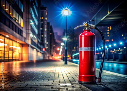Wallpaper Mural Night Safety: Portable Fire Extinguisher Tank in Emergency Lighting Torontodigital.ca