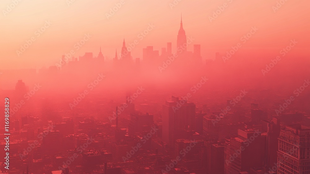 Obraz premium Smoggy Cityscape with High Contrast and Soft Shadows