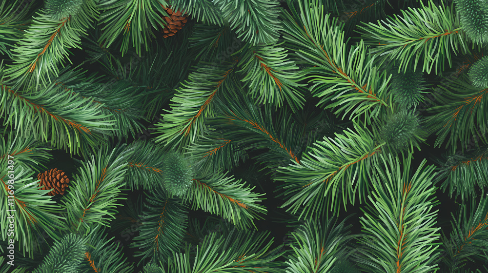 Seamless background featuring a pattern of coniferous branches, evergreen, pine, holiday, christmas, forest, nature, green. Evergreen. Illustration Seamless background featuring a pattern of coniferous branches, evergreen, pine, holiday, christmas, forest, nature, green. Evergreen. Illustration