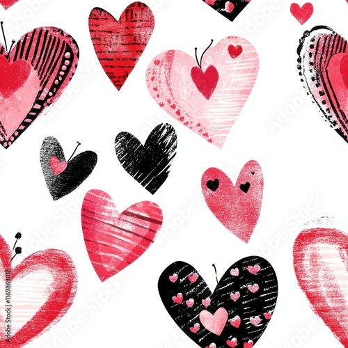 Repetitive heart pattern seamless background for Valentine’s Day fabric gift wrapping paper design