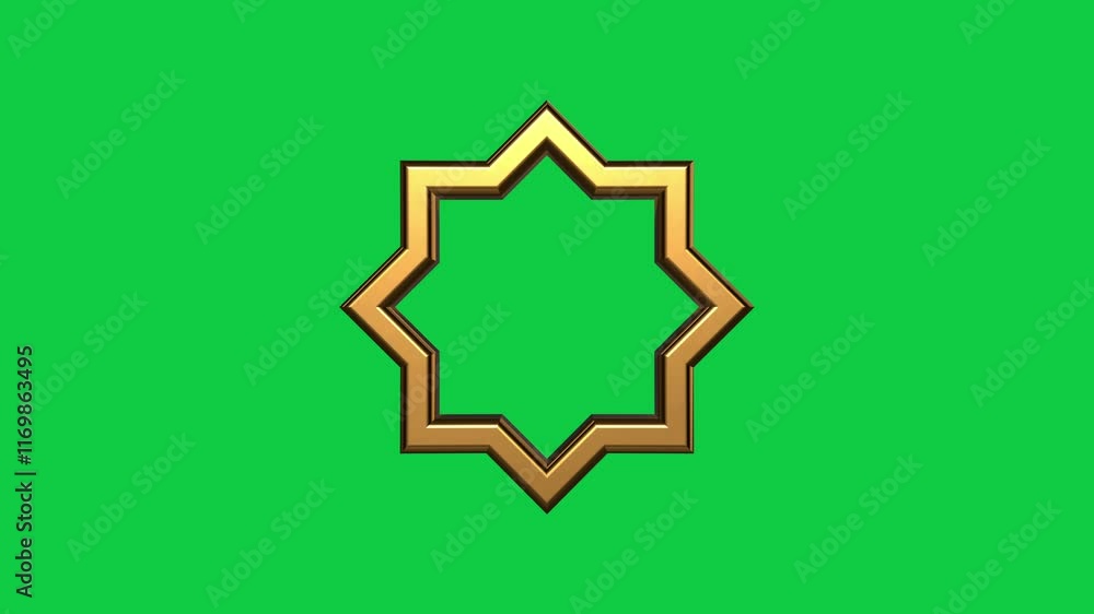 3D Animation Golden Islamic Ornament on Green Screen Background for Intro Ramadan Themed Video Projects 3D Animation Golden Islamic Ornament on Green Screen Background for Intro Ramadan Themed Video Projects
