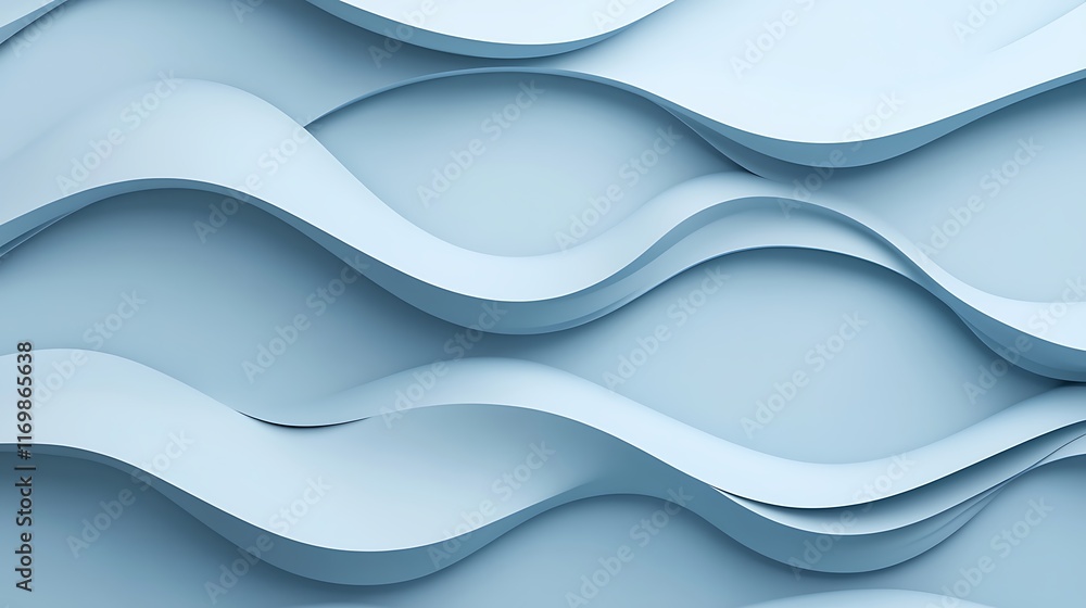 Abstract Blue Wave Pattern: Serene 3D Render of Flowing Curves Abstract Blue Wave Pattern: Serene 3D Render of Flowing Curves