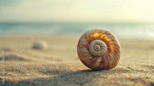 Extreme Close-Up of a Seashell Highlighting the Natural Beauty of the Shoreline photo