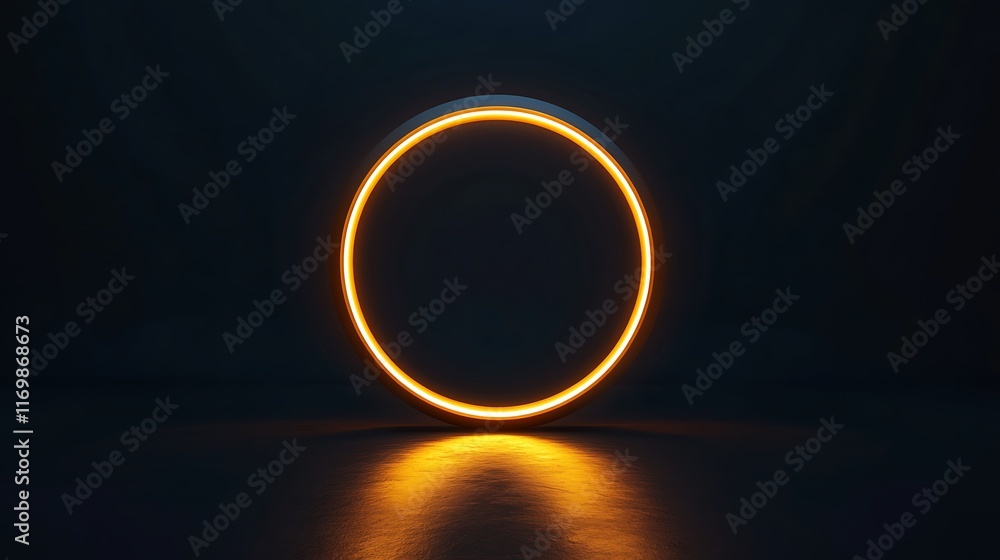 Illuminated Circle in Dark Ambiance: A Futuristic Abstract Illuminated Circle in Dark Ambiance: A Futuristic Abstract