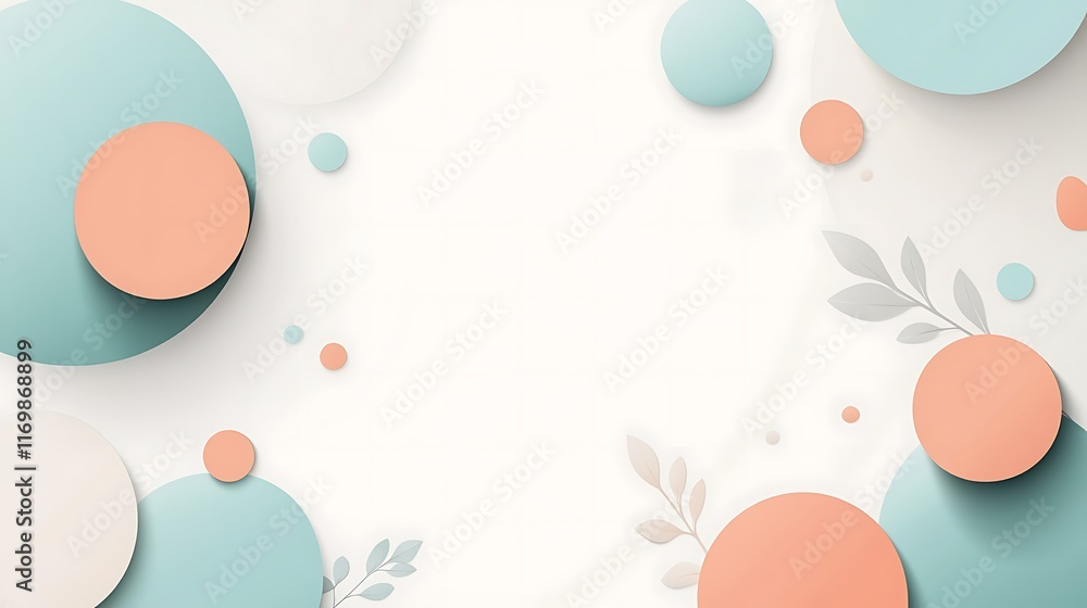 Abstract Pastel Circles and Leaves Design Abstract Pastel Circles and Leaves Design