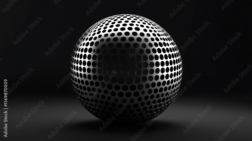 Abstract Metallic Sphere with Perforated Surface Abstract Metallic Sphere with Perforated Surface
